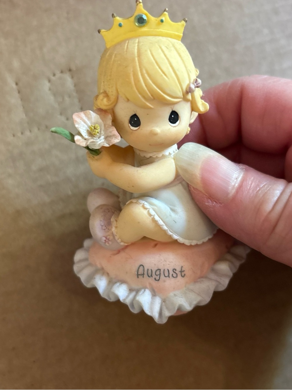 Birthday angel August cake topper figurine